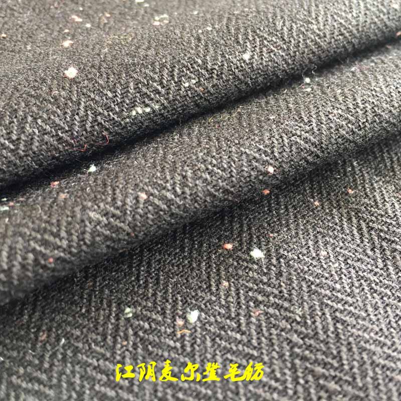 毛滌彩點(diǎn)小人字呢30%羊毛70%滌350克人字彩點(diǎn)